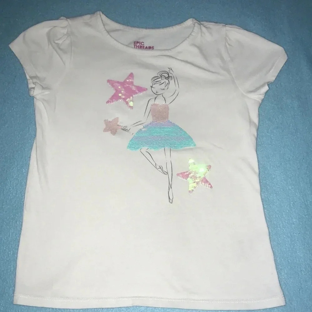 EPIC THREADS sequins ballerina color changing short sleeve top size 6X
